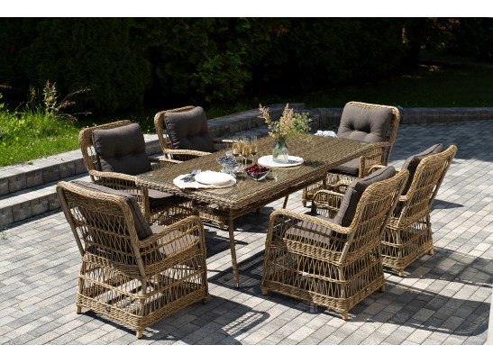 "Цесена" обеденная группа плетеная из искусственного ротанга, цвет соломенный в Ростове-на-Дону