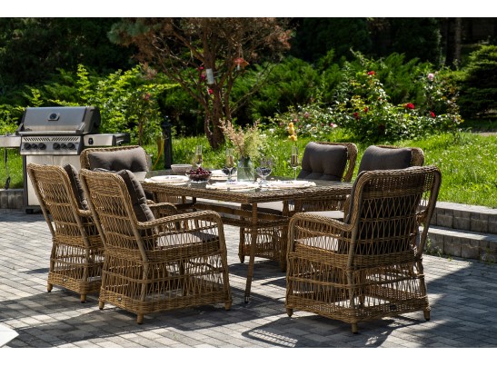 "Цесена" обеденная группа плетеная из искусственного ротанга, цвет соломенный в Ростове-на-Дону