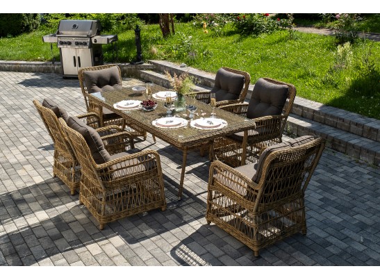 "Цесена" обеденная группа плетеная из искусственного ротанга, цвет соломенный в Ростове-на-Дону
