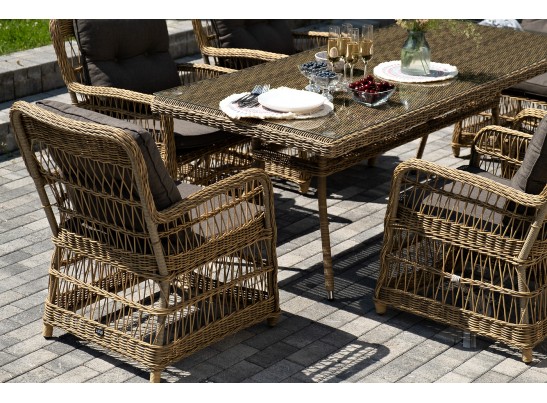 "Цесена" обеденная группа плетеная из искусственного ротанга, цвет соломенный в Ростове-на-Дону