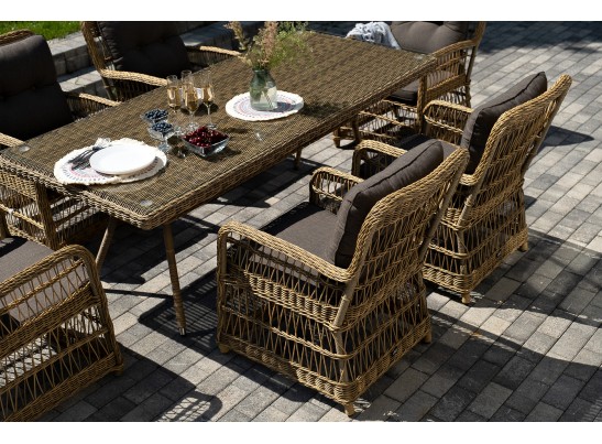 "Цесена" обеденная группа плетеная из искусственного ротанга, цвет соломенный в Ростове-на-Дону