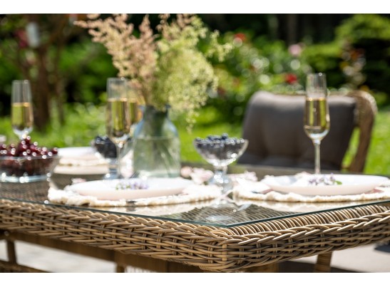 "Цесена" обеденная группа плетеная из искусственного ротанга, цвет соломенный в Ростове-на-Дону