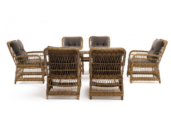 "Цесена" обеденная группа плетеная из искусственного ротанга, цвет соломенный в Ростове-на-Дону