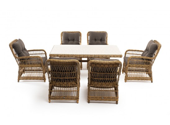 "Цесена" обеденная группа плетеная из искусственного ротанга, цвет соломенный в Ростове-на-Дону