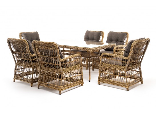 "Цесена" обеденная группа плетеная из искусственного ротанга, цвет соломенный в Ростове-на-Дону