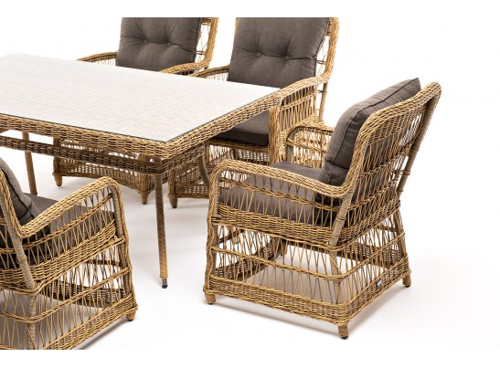 "Цесена" обеденная группа плетеная из искусственного ротанга, цвет соломенный в Ростове-на-Дону