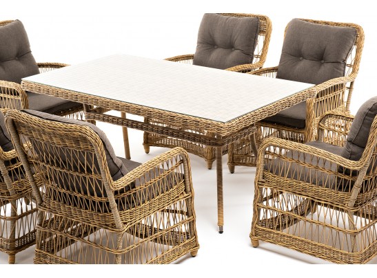 "Цесена" обеденная группа плетеная из искусственного ротанга, цвет соломенный в Ростове-на-Дону