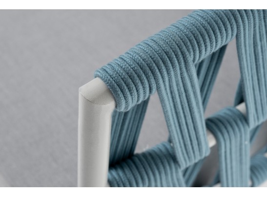 "Диего" диван 2-местный плетеный из роупа, каркас алюминий светло-серый (RAL7035) муар, роуп бирюзовый круглый, ткань светло-серая в Ростове-на-Дону