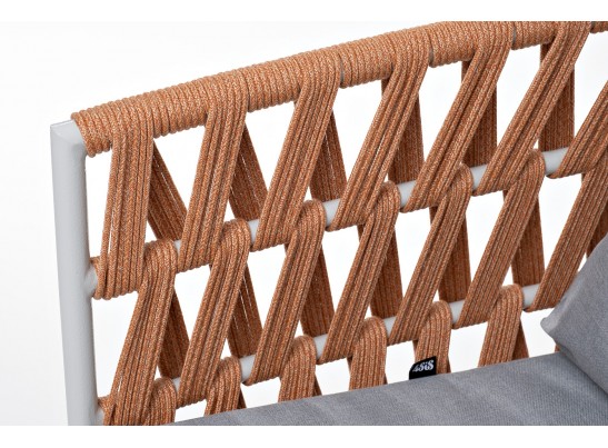 "Диего" кресло плетеное из роупа, каркас алюминий светло-серый (RAL7035) муар, роуп оранжевый меланж круглый, ткань светло-серая в Ростове-на-Дону