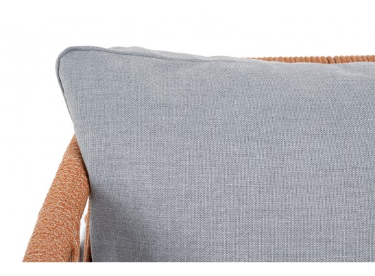 "Диего" кресло плетеное из роупа, каркас алюминий светло-серый (RAL7035) муар, роуп оранжевый меланж круглый, ткань светло-серая в Ростове-на-Дону