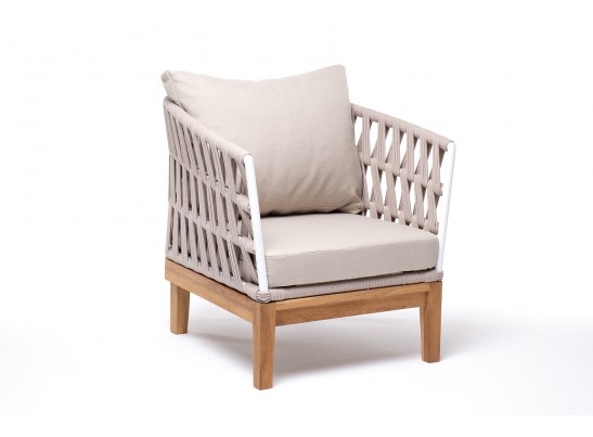 "Диего" кресло плетеное из роупа, каркас алюминий темно-серый (RAL7024), роуп темно-серый круглый, ткань темно-серая в Ростове-на-Дону