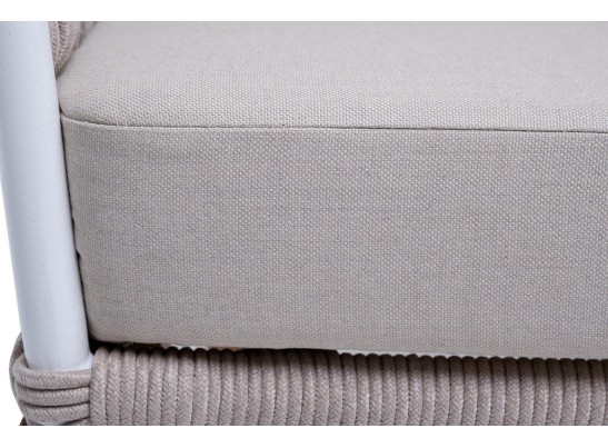 "Диего" кресло плетеное из роупа, каркас алюминий темно-серый (RAL7024), роуп темно-серый круглый, ткань темно-серая в Ростове-на-Дону