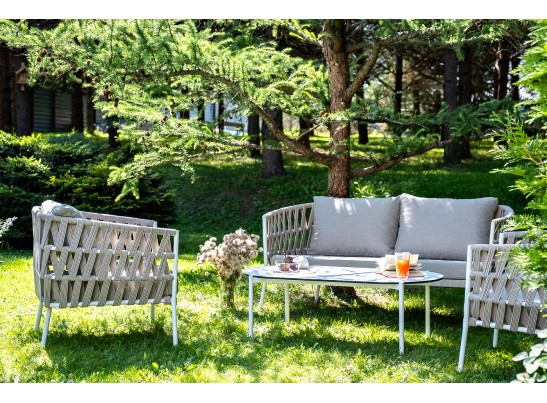 "Диего" лаунж-зона 4-местная плетеная из роупа (веревки), каркас алюминиевый белый, роуп бежевый в Ростове-на-Дону "Диего" лаунж-зона 4-местная плетеная из роупа (веревки), каркас алюминиевый белый, роуп бежевый в Ростове-на-Дону