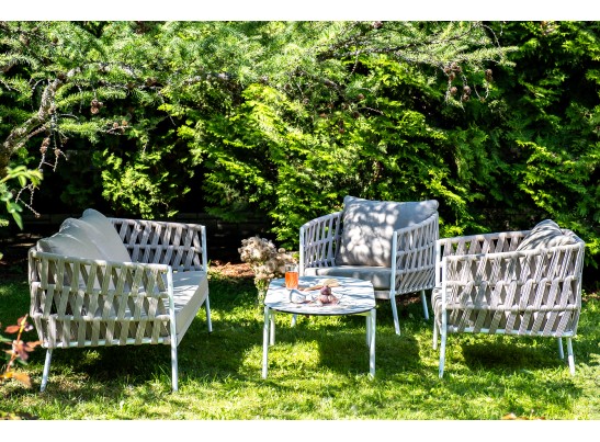 "Диего" лаунж-зона 4-местная плетеная из роупа (веревки), каркас алюминиевый белый, роуп бежевый в Ростове-на-Дону "Диего" лаунж-зона 4-местная плетеная из роупа (веревки), каркас алюминиевый белый, роуп бежевый в Ростове-на-Дону