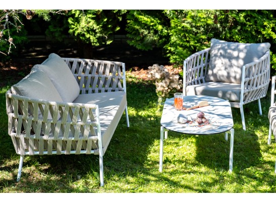 "Диего" лаунж-зона 4-местная плетеная из роупа (веревки), каркас алюминиевый белый, роуп бежевый в Ростове-на-Дону "Диего" лаунж-зона 4-местная плетеная из роупа (веревки), каркас алюминиевый белый, роуп бежевый в Ростове-на-Дону