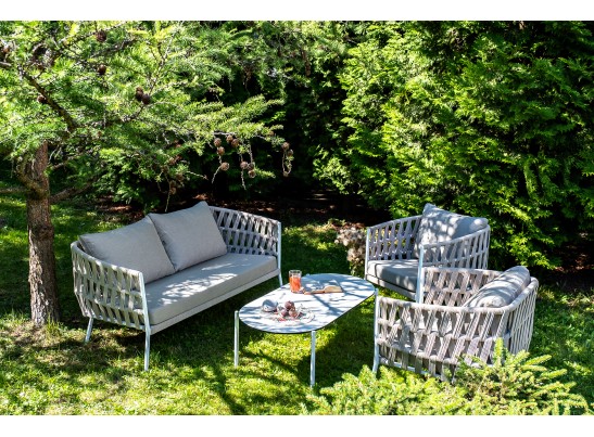 "Диего" лаунж-зона 4-местная плетеная из роупа (веревки), каркас алюминиевый белый, роуп бежевый в Ростове-на-Дону "Диего" лаунж-зона 4-местная плетеная из роупа (веревки), каркас алюминиевый белый, роуп бежевый в Ростове-на-Дону