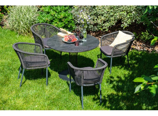 "Диего" обеденная группа на 4 персоны со стульями "Марсель", столешница "серый гранит" в Ростове-на-Дону