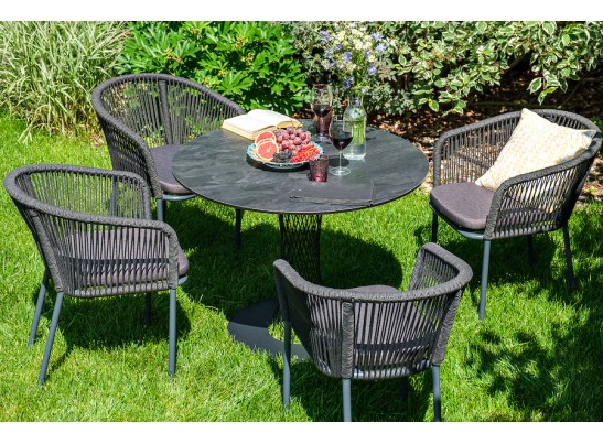 "Диего" обеденная группа на 4 персоны со стульями "Марсель", столешница "серый гранит" в Ростове-на-Дону