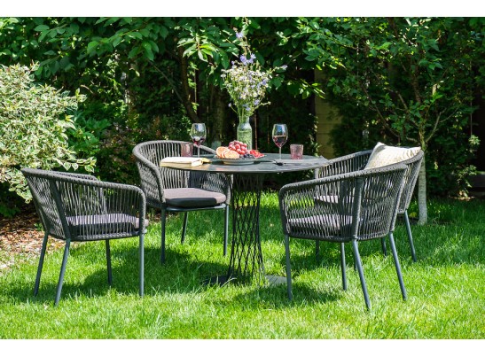 "Диего" обеденная группа на 4 персоны со стульями "Марсель", столешница "серый гранит" в Ростове-на-Дону