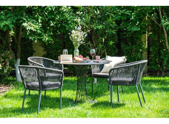 "Диего" обеденная группа на 4 персоны со стульями "Марсель", столешница "серый гранит" в Ростове-на-Дону