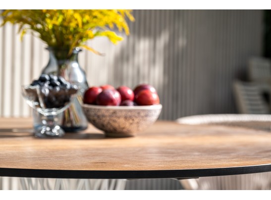 "Диего" обеденный стол из HPL круглый Ø100см, цвет "дуб", каркас белый в Ростове-на-Дону "Диего" обеденный стол из HPL круглый Ø100см, цвет "дуб", каркас белый в Ростове-на-Дону