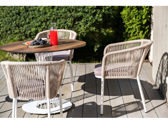 "Диего" обеденный стол из HPL круглый Ø100см, цвет "дуб", каркас белый в Ростове-на-Дону "Диего" обеденный стол из HPL круглый Ø100см, цвет "дуб", каркас белый в Ростове-на-Дону