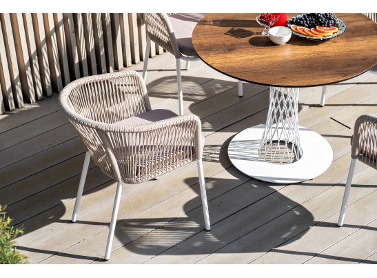 "Диего" обеденный стол из HPL круглый Ø100см, цвет "дуб", каркас белый в Ростове-на-Дону "Диего" обеденный стол из HPL круглый Ø100см, цвет "дуб", каркас белый в Ростове-на-Дону