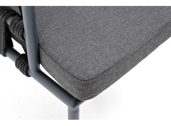 "Диего" стул плетеный из роупа, каркас из стали серый (RAL7022) муар, роуп темно-серый круглый, ткань темно-серая 027 в Ростове-на-Дону