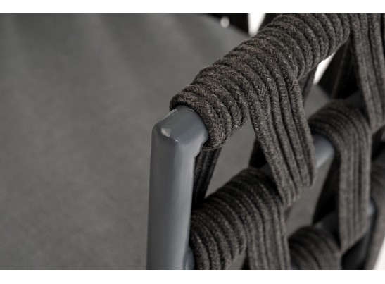 "Диего" стул плетеный из роупа, основание дуб, роуп темно-серый круглый, ткань серая в Ростове-на-Дону