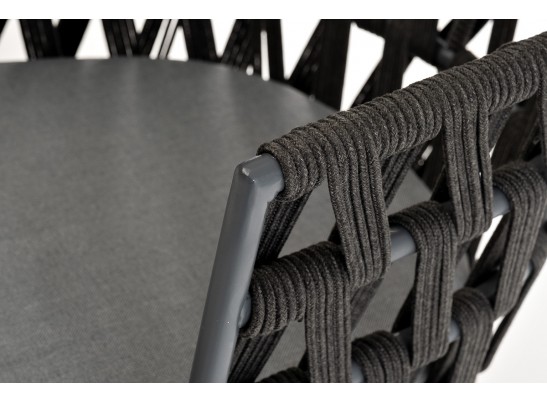 "Диего" стул плетеный из роупа, основание дуб, роуп темно-серый круглый, ткань серая в Ростове-на-Дону