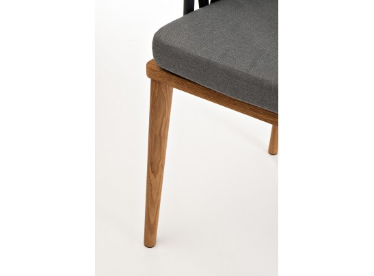 "Диего" стул плетеный из роупа, основание дуб, роуп темно-серый круглый, ткань серая в Ростове-на-Дону