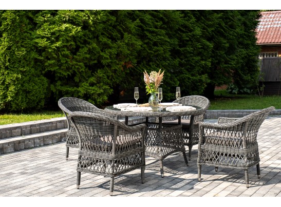 "Дольче" обеденная группа из искусственного ротанга, цвет графит в Ростове-на-Дону