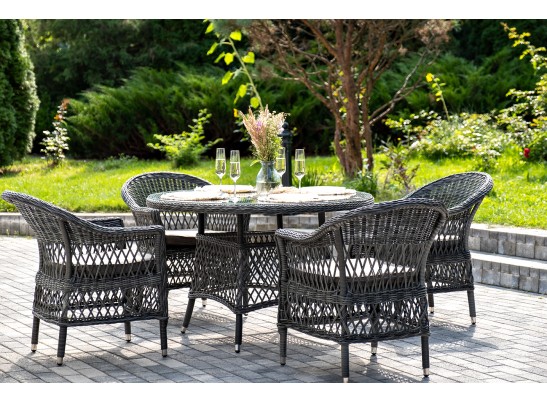 "Дольче" обеденная группа из искусственного ротанга, цвет графит в Ростове-на-Дону