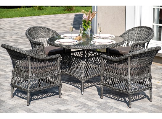 "Дольче" обеденная группа из искусственного ротанга, цвет графит в Ростове-на-Дону