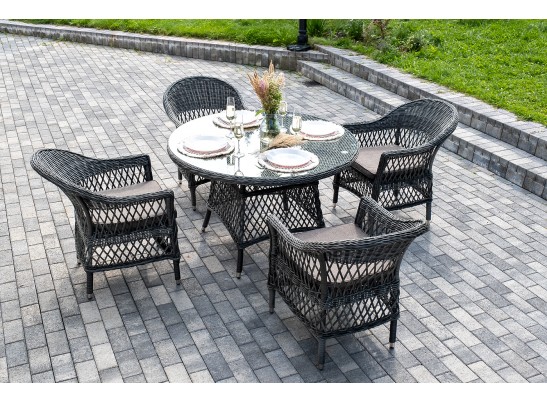 "Дольче" обеденная группа из искусственного ротанга, цвет графит в Ростове-на-Дону