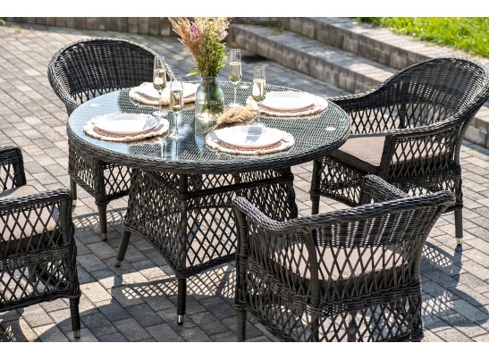 "Дольче" обеденная группа из искусственного ротанга, цвет графит в Ростове-на-Дону
