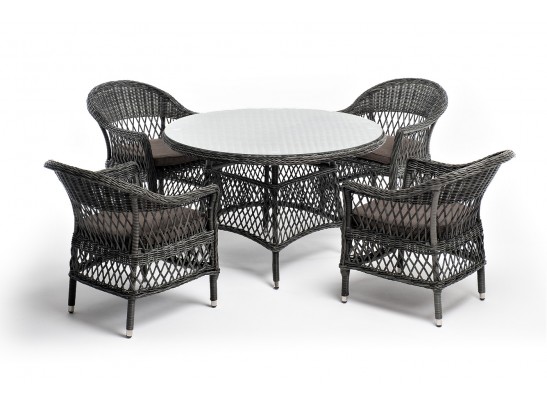 "Дольче" обеденная группа из искусственного ротанга, цвет графит в Ростове-на-Дону