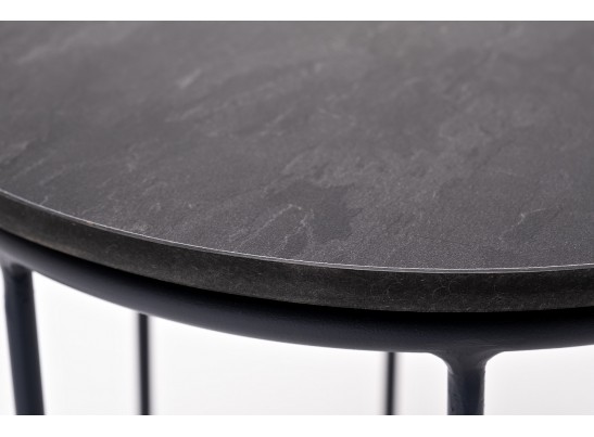 "Эквадор" журнальный стол из HPL круглый Ø40 H55, каркас из алюминия темно-серый (RAL 7024) муар, цвет столешницы "серый гранит" в Ростове-на-Дону