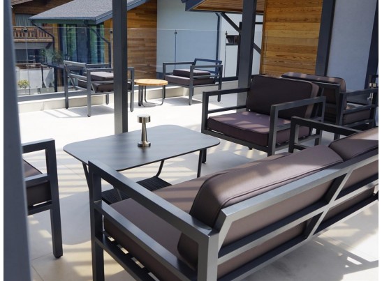 "Эстелья" кресло, каркас алюминий темно-серый (RAL7024) муар, ткань темно-серая 027 в Ростове-на-Дону