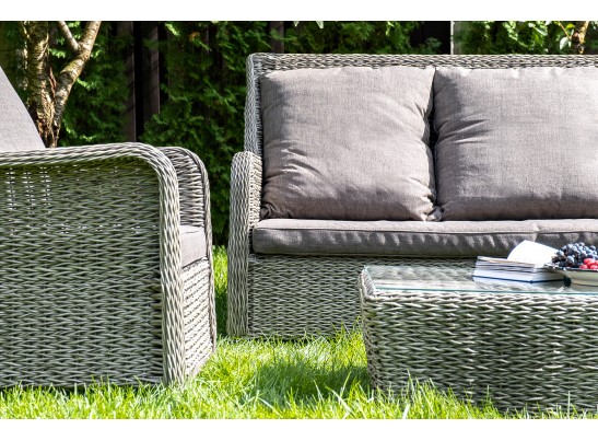 "Гляссе" диван трехместный из искусственного ротанга (гиацинт), цвет серый в Ростове-на-Дону