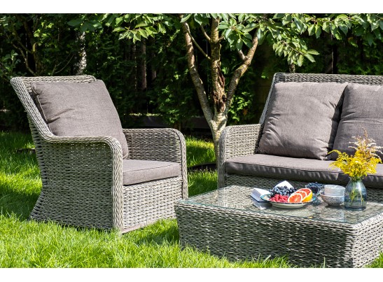 "Гляссе" диван трехместный из искусственного ротанга (гиацинт), цвет серый в Ростове-на-Дону