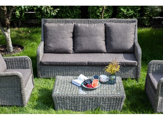 "Гляссе" диван трехместный из искусственного ротанга (гиацинт), цвет серый в Ростове-на-Дону