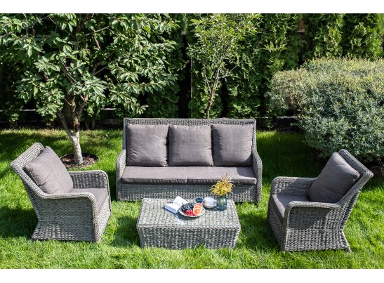 "Гляссе" диван трехместный из искусственного ротанга (гиацинт), цвет серый в Ростове-на-Дону