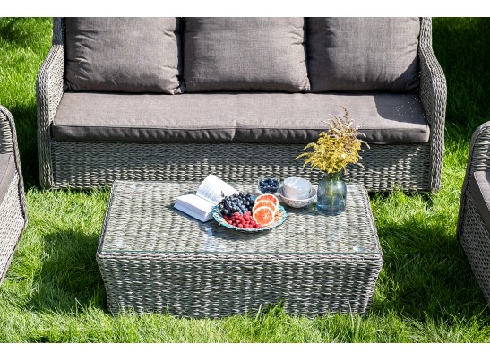 "Гляссе" диван трехместный из искусственного ротанга (гиацинт), цвет серый в Ростове-на-Дону