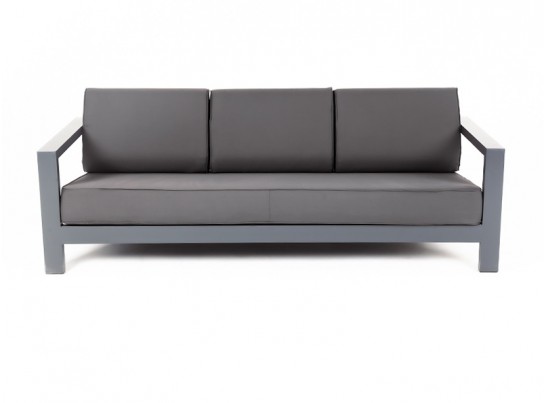 "Гранада" диван 3-местный, каркас алюминий темно-серый (RAL7024) муар, ткань темно-серая 027 в Ростове-на-Дону