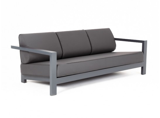 "Гранада" диван 3-местный, каркас алюминий темно-серый (RAL7024) шагрень, ткань темно-серая 027 в Ростове-на-Дону