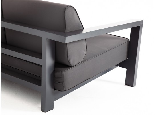 "Гранада" диван 3-местный, каркас алюминий темно-серый (RAL7024) шагрень, ткань темно-серая 027 в Ростове-на-Дону