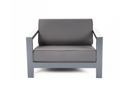 "Гранада" кресло алюминиевое, цвет темно-серый (RAL7024) муар, ткань темно-серая 027 в Ростове-на-Дону