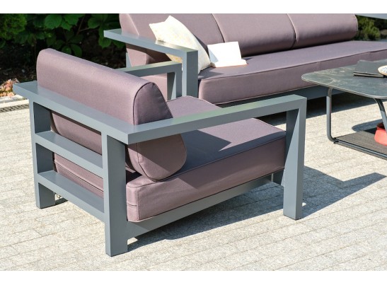 "Гранада" кресло алюминиевое, цвет темно-серый (RAL7024) муар, ткань темно-серая 027 в Ростове-на-Дону