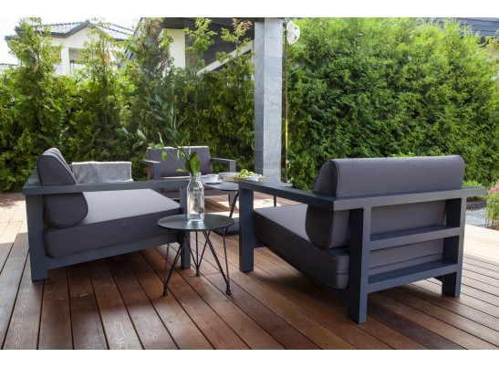 "Гранада" кресло алюминиевое, цвет темно-серый (RAL7024) муар, ткань темно-серая 027 в Ростове-на-Дону